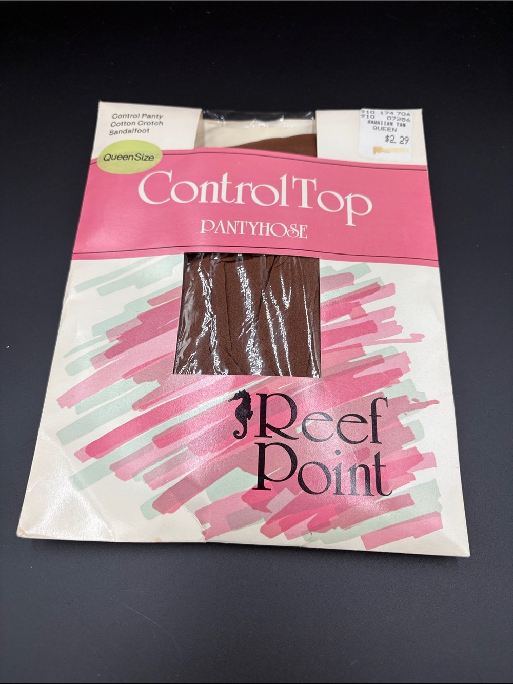 Vintage Reef Point Pantyhose package size Queen